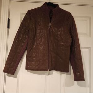 NWT Capri stretchy brown zip up jacket M Stretch Sides
